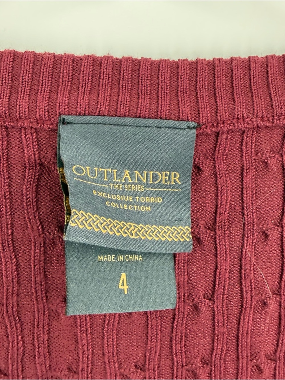 Outlander Torrid Cable Knit Sweater Women’s Size 4X Burgundy Maroon V Neck - Picture 5 of 8